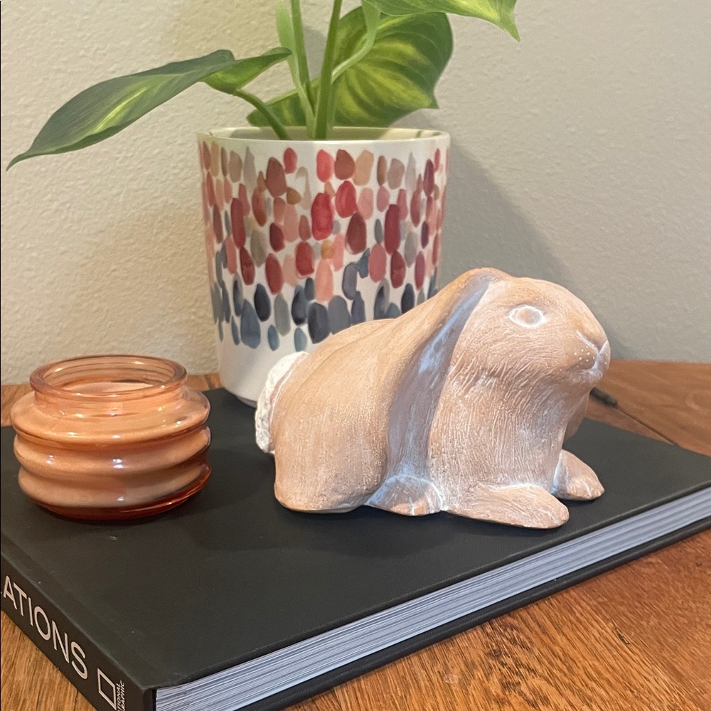 Signed Terracotta Bunny Sculpture by Cynthia Allison